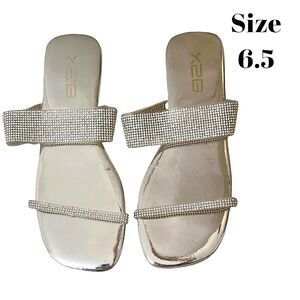 Rhinestone Silver Womens Sandals Size 6.5